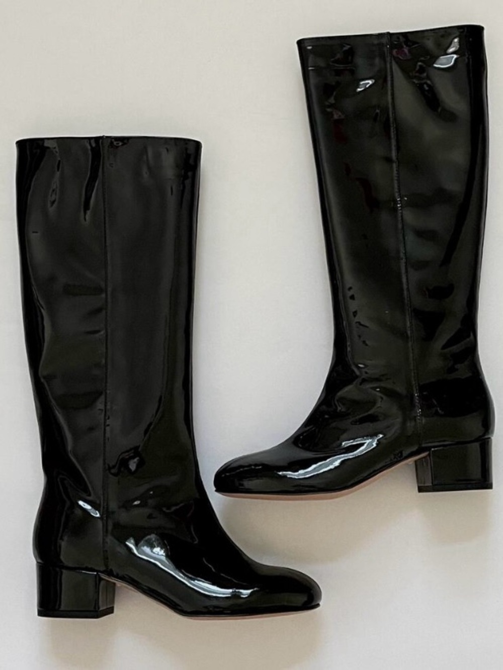 J. Crew Black Patent Knee-High Block Heel Boots